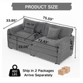 thumbnail image 3 of Oversized Chenille Loveseat Sofa, 76” Comfy 2 Seater Couch with Deep Seat, Modular Love Seat Couch for Living Room Bedroom Apartment, Easy Assembly Small Cloud Couch, Gray, 3 of 7