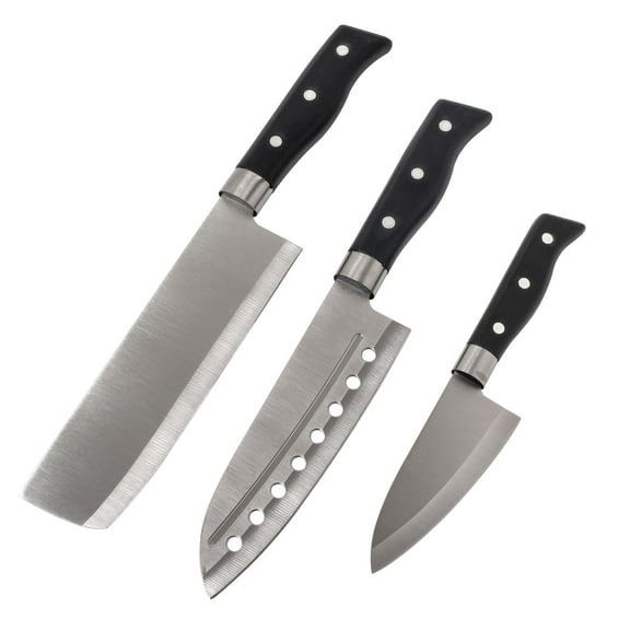 3pc Beille Stainless Steel Kitchen Cutlery Knife Set Cutting Santoku Chef Knife