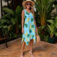 thumbnail image 3 of HELLHERO Banana Leaf Print Sleeveless Sundress for Beach Vacation Dating, Non Fade Pleated Summer Sleeveless Dress, 3 of 8