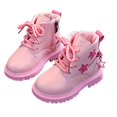thumbnail image 5 of CAICJ98 Toddler Girl Combat Boots Lace up Riding Boots Side Zipper Ankle Boots Girls (Toddler/Little Kid),12.5, 5 of 6