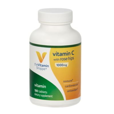 - The Vitamin Shoppe Vitamin C 1,000MG with Rose Hips, Antioxidant that Supports Immune and Cardiovascular Health, Rose Hips Provide A Natural Source of Vitamin C (100 Tablets)
