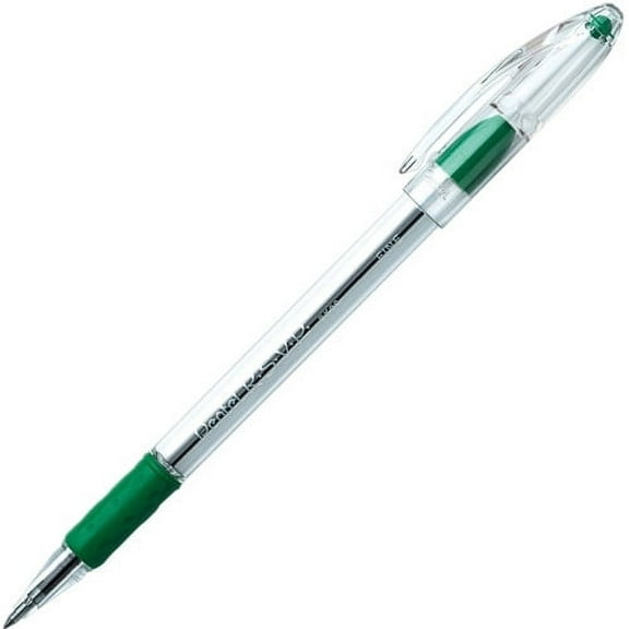 Pentel R.S.V.P. Ballpoint Stick Pens Fine Pen Point - 0.7 mm Pen Point Size - Refillable - Green - Clear Barrel - 12 / Dozen