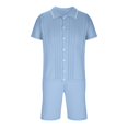 thumbnail image 4 of VBTAPA Mens Beach Outfits 2 Piece Sets Solid Textured Cuban Shirt and Shorts Set Summer Casual Lounge Sets Yoga Tracksuit Set Sky Blue XXXL, 4 of 7
