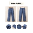 thumbnail image 6 of Pink Queen Women's High Waist Cargo Jeans Flap Pocket Wide Leg Denim Pants Dark Blue M, 6 of 7