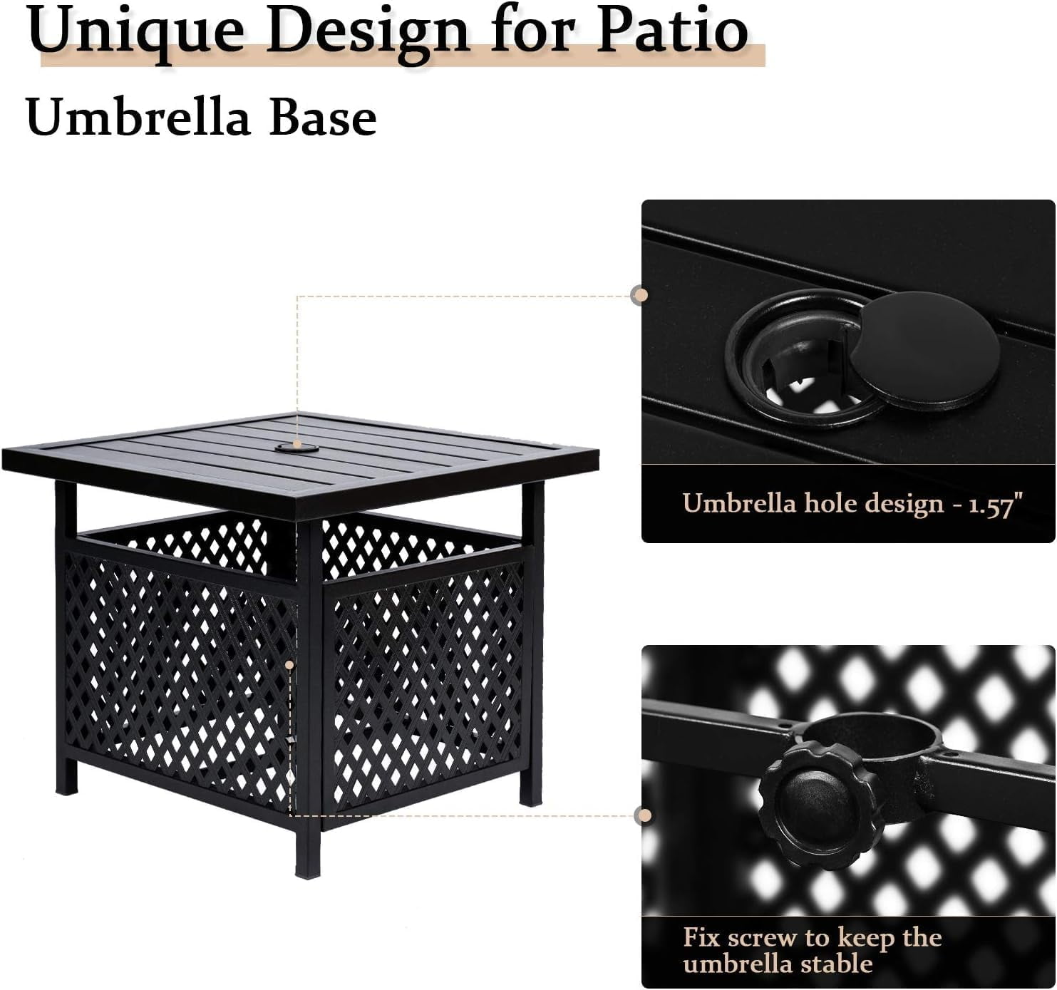 SUNCROWN Outdoor Patio Side Table, Patio Bistro Square Table with 9Ft Umbrella,for Backyard, Porch, Garden, Poolside(Sky Blue)