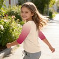 thumbnail image 4 of Grblisyd Girls Shirts Size 10-12 3/4 Sleeve Henley Shirts Button Down V Neck Raglan Tops Loose Color Block Blouse, 4 of 7