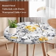 thumbnail image 5 of Vintage Yellow Round Fitted Table Cover Gray Wildflowers Leaves Abstract Botanical Waterproof Table Cloth with Elastic Edge Wipeable Tablecloth for Picnic Camping Party Fits 36"-44" Diameter, 5 of 8