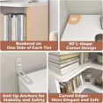 thumbnail image 4 of Corner Book Shelf, 6-Shelf Corner Bookshelf for Small Corner Spaces, L-Shape Bookcase Corner Display Shelf for Home Office, Living Room, Bedroom, White, 4 of 5