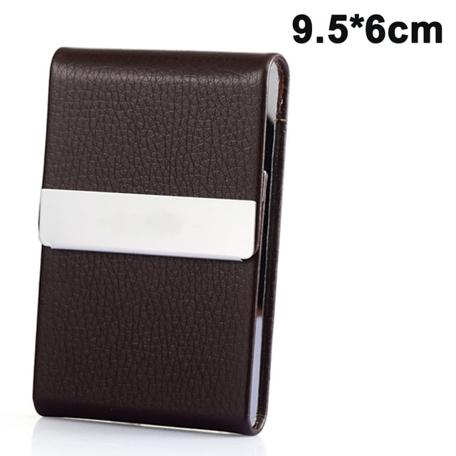 Estuche para tarjetas de visita - Estuche para tarjetas de visita de cuero PU Portatarjetas de metal con bolsillo para tarjetas de visita para hombres y mujeres con cierre magnético