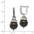 thumbnail image 2 of Auriga Fine Jewelry 925 Sterling Silver 14k Accent Antiqued Black Onyx Hinged Hoop Dangle Earrings for Women, 2 of 6