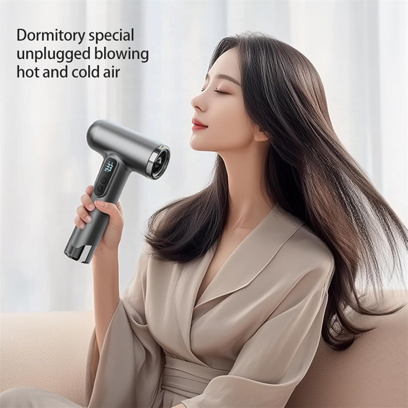 Tuscom Cordless Hair Dryer 100,000RPM USB Rechargeable - 15,000mAh Battery, 200W Fast Drying, Lightweight & Portable for Travel, Home, Camping