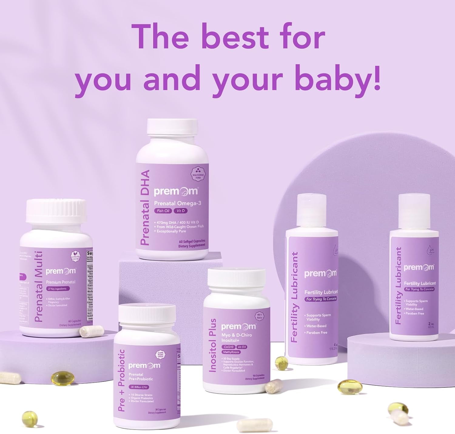 Premom Inositol Plus Fertility Supplement with Myo-Inositol & D-Chiro Inositol, 50mg for Ovarian & Reproductive Health