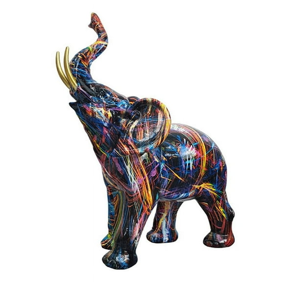 Nordic Painting Graffiti Elephant Sculpture Figurine Colorful Art Elephant Statue Animal Statue Decor C