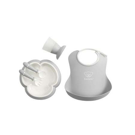BabyBjorn Infant 5-Piece Non-Slip Baby Dinner Set, Grey