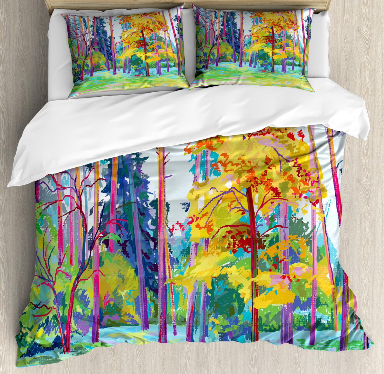 Fine Art Duvet Cover Set King Size, Digital Spring Forest Painting ...