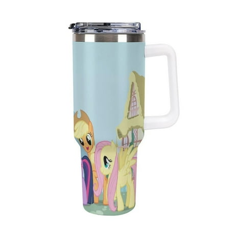 

My Li_ttle Pon_y Anima Large Capacity Car Cup Stainless Steel Travel Mug Leak-Proof Tumbler with Handle And Straw Suitable for Men And Women 40oz