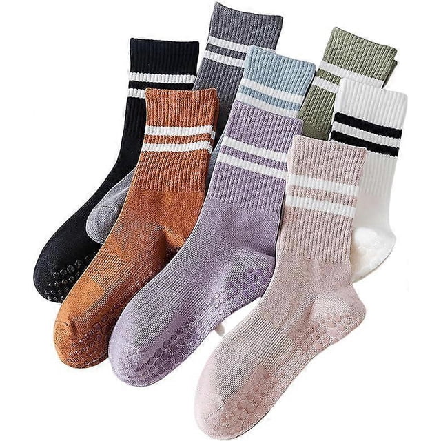 7 pairs Women Yoga Socks Ballet Pilates Non-Slip Gym Trampolines Grip Sticky Gripper Workout with Arch Support floor Breathable Soft Sport Socks