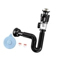 thumbnail image 4 of Kit de drenaje para lavabo de baño, de acero inoxidable, antifugas, antiolor, recogedor de pelo, tapón incorporado, tubo flexible, apto para cocina, h con accesorios, 4 of 9