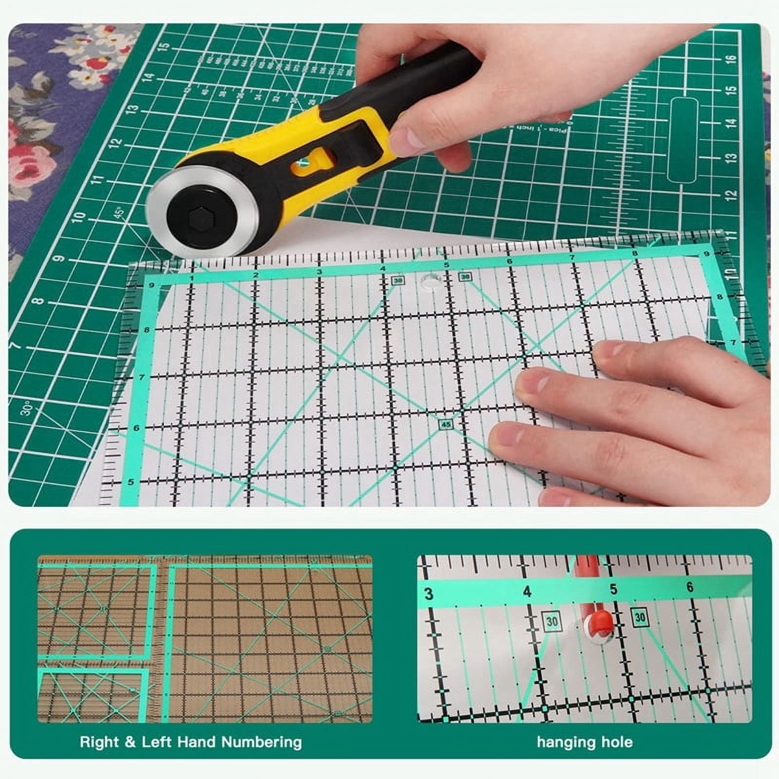 4PCS Square Quilting Ruler (12.5/9.5/6/4.5Inch) Sewing Acrylic Ruler Anti-Slip Ruler DIY Quilting Tools