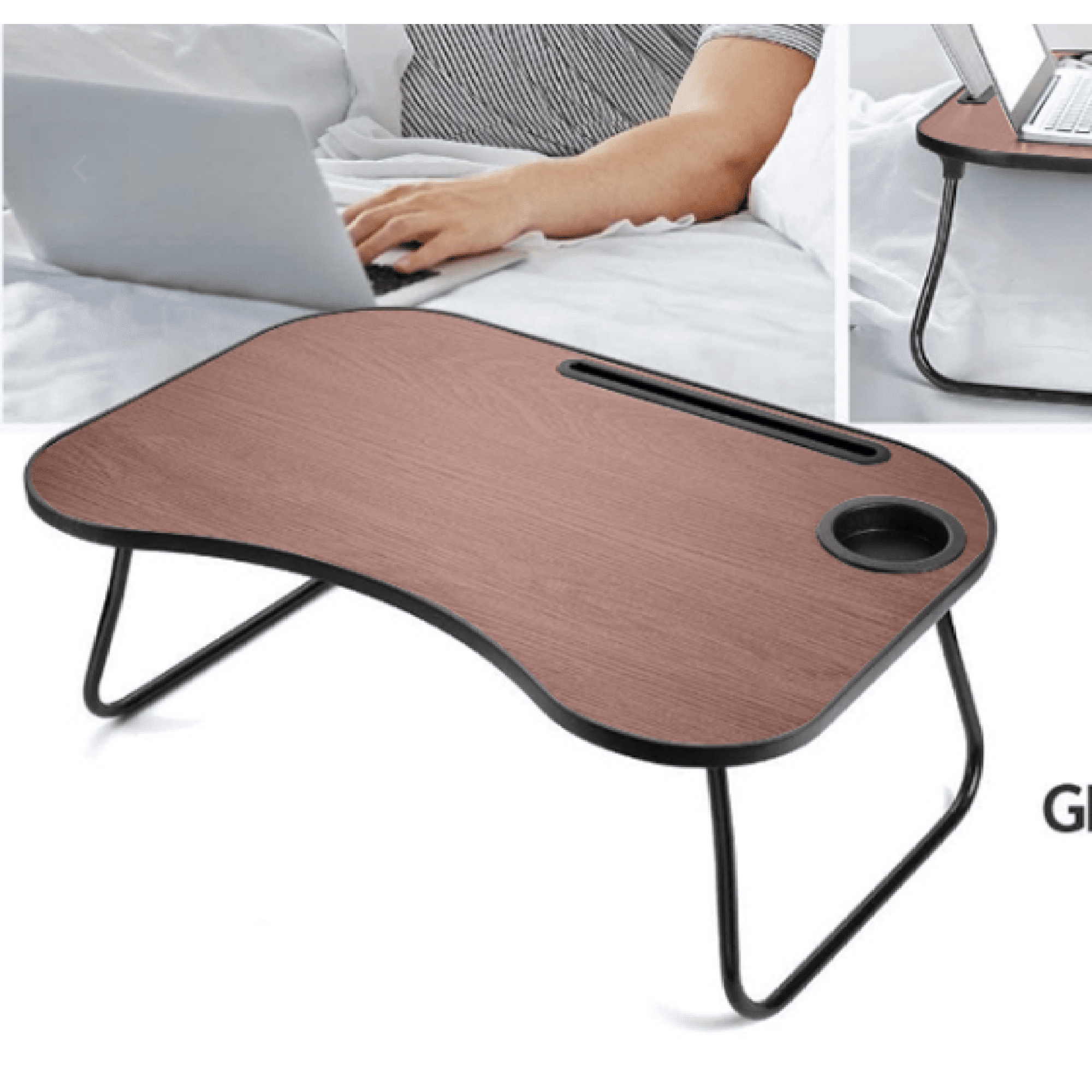Foldable Laptop Desk Portable Tray Table Lap Desk Bed Stand Standing Table with Cup Holder and Slot for Reading Writing Eating