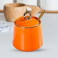 thumbnail image 5 of Tongina Ceramic Sugar Bowl Container with Lid and Spoon Spice Seasoning Box Ceramic Condiment Pot Condiment Jar for Counter Home Tapered Orange, 5 of 8