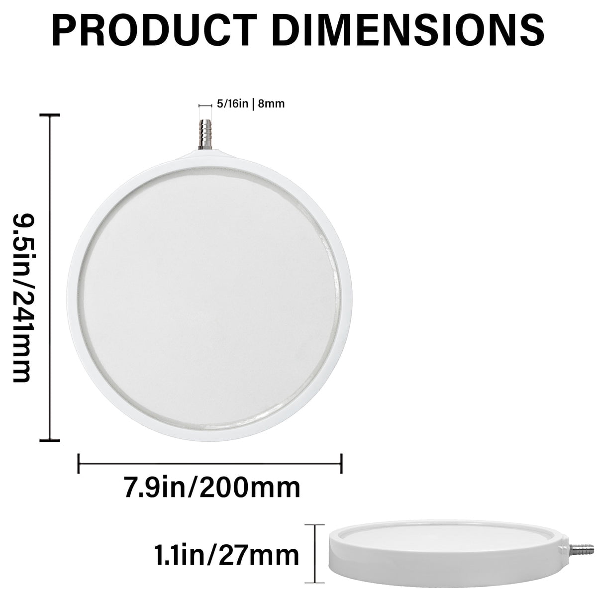 Aqua Dream Air Stone 8-Inch Disc Diffuser for Aquarium Air Pump, White