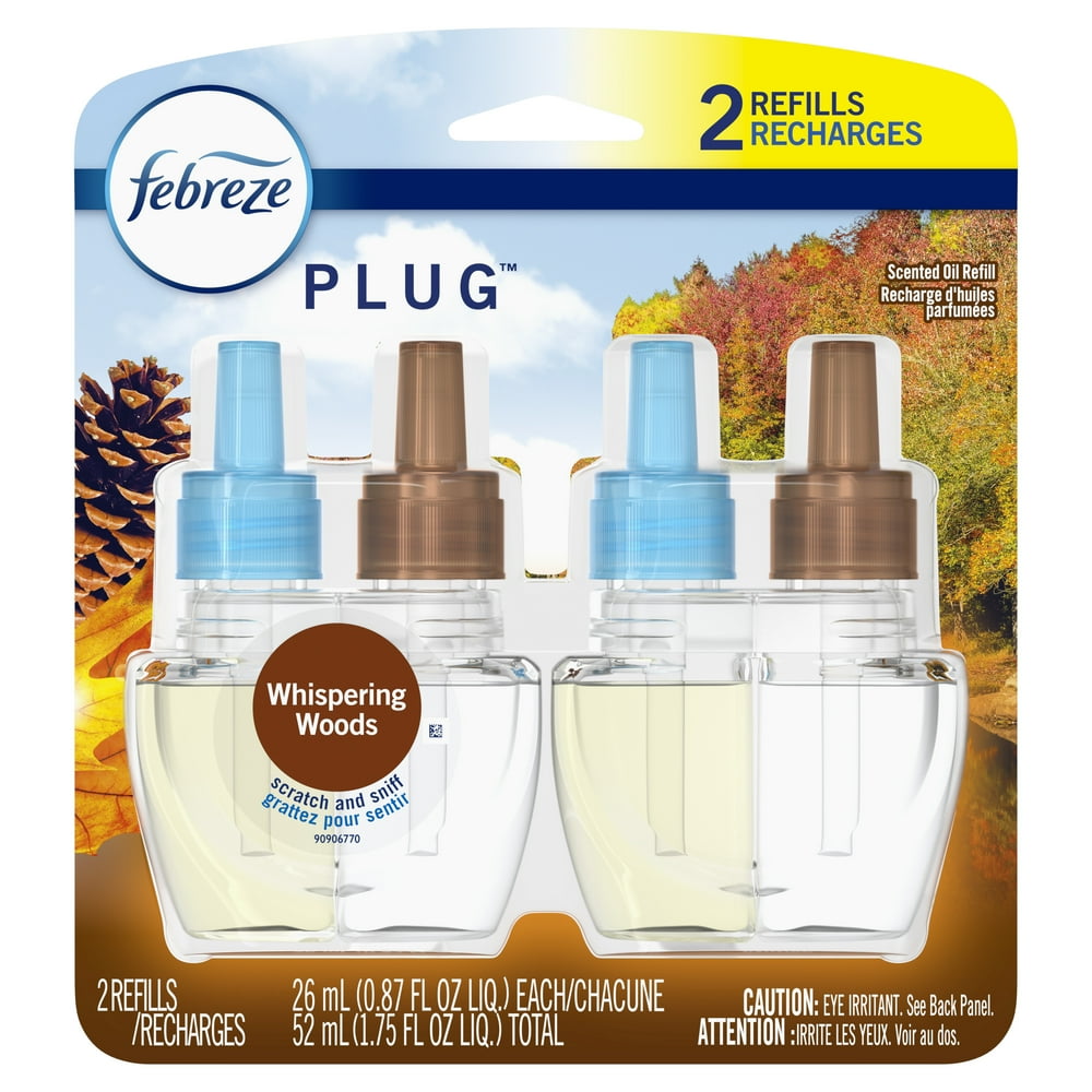 Febreze Plug OdorEliminating Air Freshener Refill, Whispering Woods, 2
