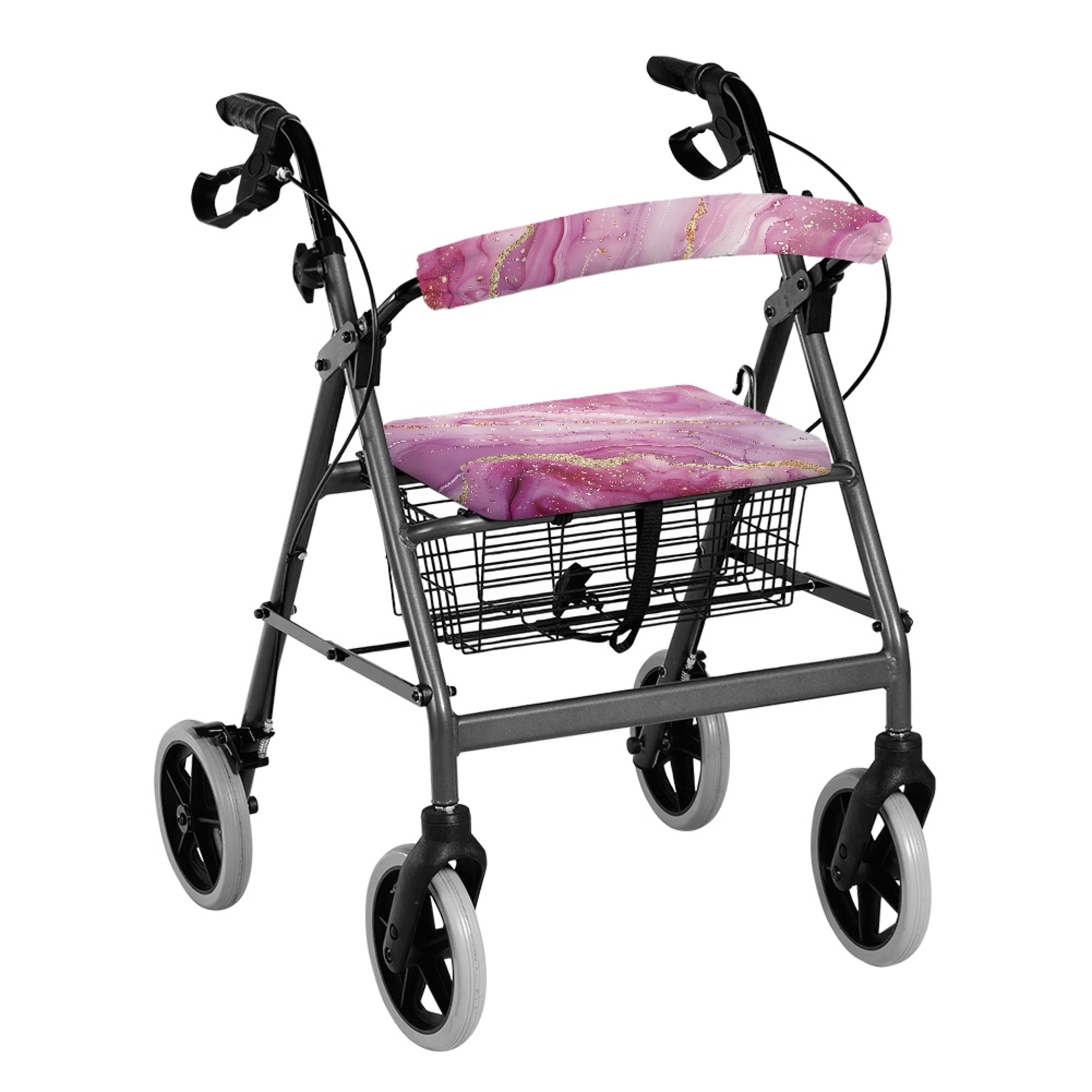 Jiueut Marble Print Medical Products Rollator Walker Seat & Back Cover for Seniors 2 Piece Removable Drive Rollator Walker Seat Cushions Soft Seat Cushion for a Rollator Walker