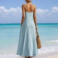 thumbnail image 4 of Effortless Summer Bohemian Dress for Everyday Wear Lightweight Loose Fit Sleeveless V-Neck Free Classic Blue M, 4 of 8