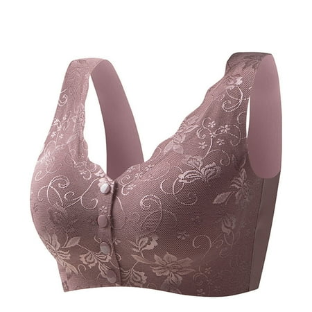 Audhol Seamless Bra Women s Seamless Nursing Bra for Pregnant Women Front Buckle Lace No Ring Bra Cup Convenient for Breastfeeding During Pregnancy Front Closure Bras for Women Purple 3XL