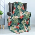 thumbnail image 4 of Leaf Soft Flannel Fleece Throw Blanket, Summer Beach Holiday Themed Hibiscus Plumeria Crepe Ginger Flowers, Cozy Plush for Indoor and Outdoor Use, 50" x 70", Dark Green Green, by Ambesonne, 4 of 5