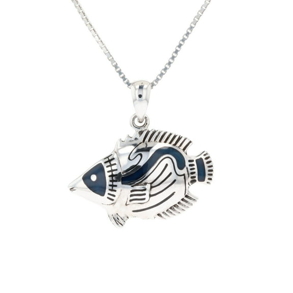 Jewelry Trends Sterling Silver Tropical Fish Pendant on 18 Inch Box Chain Necklace