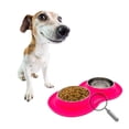thumbnail image 1 of Plato doble chico KE WOOW Doble Plato para Perro Acero Inoxidable 200 ml Color Rosa, 1 of 9