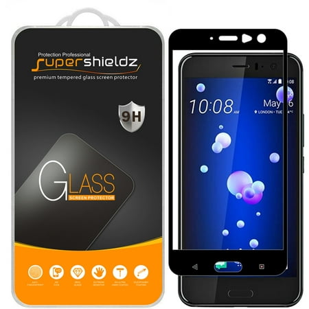 [2-Pack] Supershieldz for HTC U11 [Full Screen Coverage] Tempered Glass Screen Protector, Anti-Scratch, Anti-Fingerprint, Bubble Free (Black (Htc U11 Best Screen Protector)
