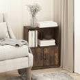 thumbnail image 3 of Furinno GRUEN 2-Tier Open Shelf Bookcase with Doors 9.3 x 21.8 x 27 Amber Pine, 3 of 5