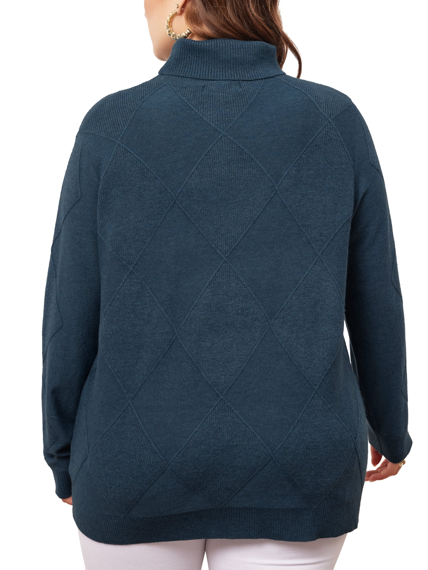 DARING DIVA Plus Size Long Sleeve Turtleneck Novelty Sweater 4X Blue