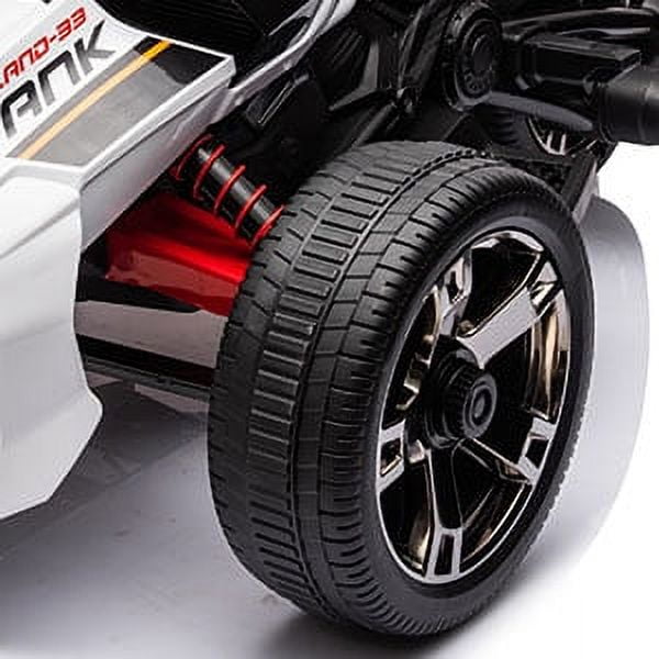 EastVita 12V 3 Wheeler Ride on ATV Electric Motorcycle, Battery Powered Electric Vehicle w/LED Lights, High & Low Speed, Horn, Music, USB, Treaded Tires, Ride on Car White
