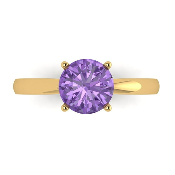 Solitaire Engagement Ring for Women - 1.5ct Simulated Alexandrite in 18K Yellow Gold Promise Ring