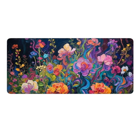 EverydayNest Extended Desk Mat,35.4x15.7in Large Gaming Mouse Pad with Colorful Floral Design,Non- Rubber Base Stitched Edges XXL Mousepad for Keyboard,Laptop,Computer,Home Office