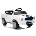 thumbnail image 2 of Licensed Shelby GT350 12V Electric Ride-On Car for Kids – Battery Powered, Remote Control, Adjustable Speeds, wireless Music, LED Headlights, Safety Belt, Spring Suspension, White, 2 of 8