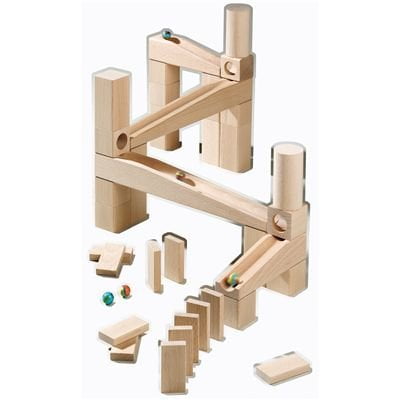 Haba Wooden Baby Toys - HABA Ball track Starter Set - 44 Piece Wooden Marble Run (Made in Germany)