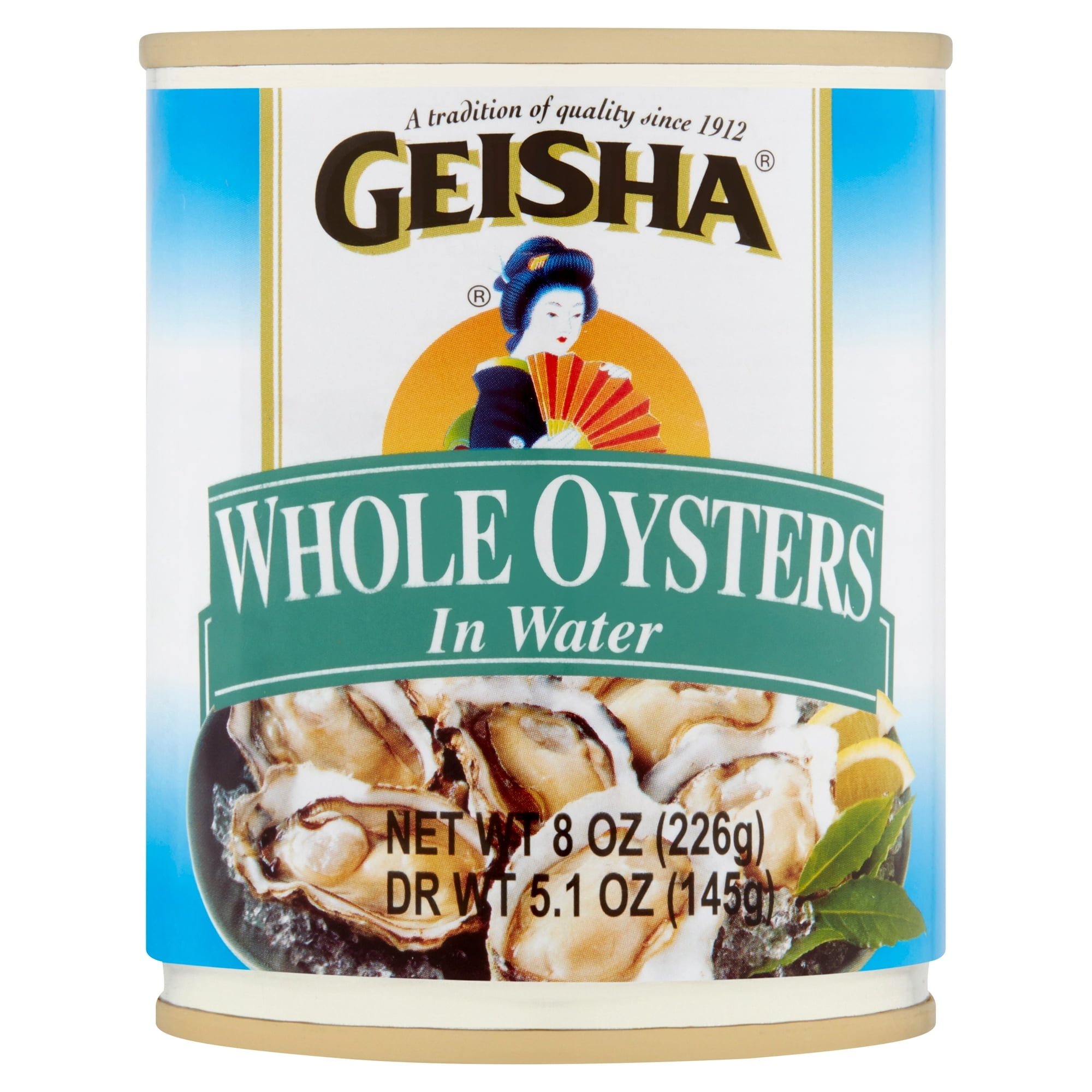 (3 pack) Geisha Whole Oysters in Water, 8 Oz (226g), Ready to Eat in a Can