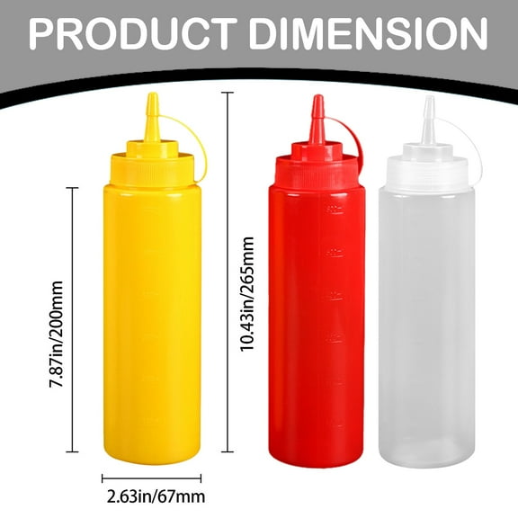 Haful 2Pc Seasoning Bottle, Salad Dressing Bottle Bcondiment Bottles for Liquids 24Oz Bottle | Plastic Condiment Bottles for Syrup Ketchup Dressing Oil | Squirt Bottles for Liquids