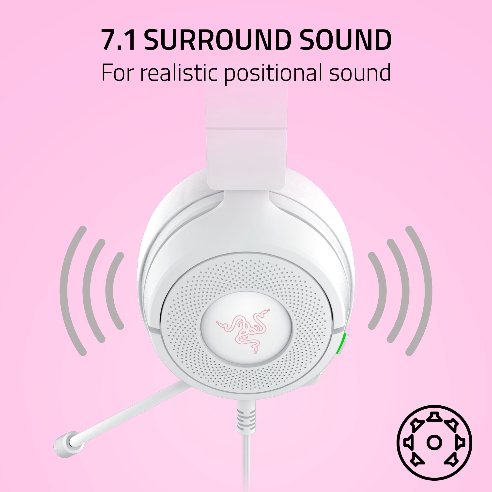 Razer Kraken Kitty V3 X Wired Kitty Headset for Gaming, 3.5mm, White