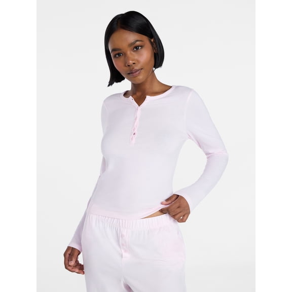 No Boundaries Cloud Core Sleepwear Henley Shirt, Women's XS-XXL