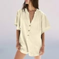 thumbnail image 2 of Penkiiy Short Rompers, Tshirt Shorts Romper, Summer Womens Shorts Dressy Jumpsuits Casual 2024 Trendy S Beige, 2 of 6