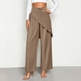 thumbnail image 2 of TEAJOPSUU Women's Wide Leg Pants High Waisted Tie Waist Wrap Pants with Pockets Casual Solid Color Daily Pants Khaki, 2 of 7