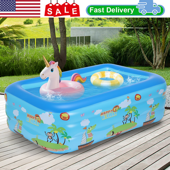LARGE Inflatable Pool Above Ground Swimming Pool for Kiddie 20"X44"X20"