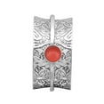 thumbnail image 1 of 5MM Round Coral 925 Silver Single Band Meditation Men Women Spinner Ring, 1 of 2