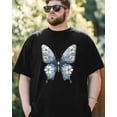 thumbnail image 4 of Men's T-Shirt Blue Butterfly Short Sleeves Tee for Men White Floral Cotton Graphic Crew Neck Shirts for Teens Boys, 4 of 7